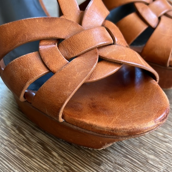 YSL Saint Laurent Tribute platform heels tobacco leather sz 36.5 - Picture 13 of 14
